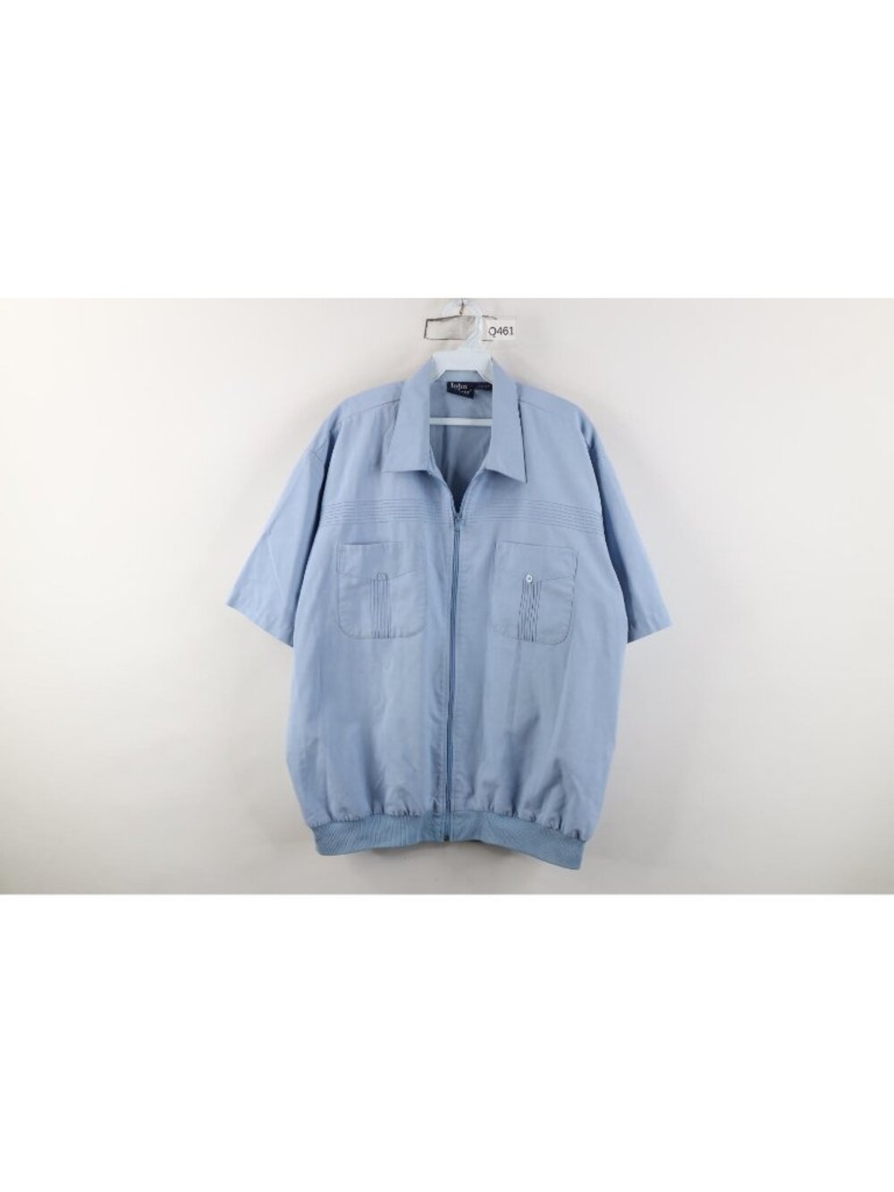 Vtg 90s Streetwear Mens XL Ribbed Full Zip Short Sleeve Collared Shirt Jacket